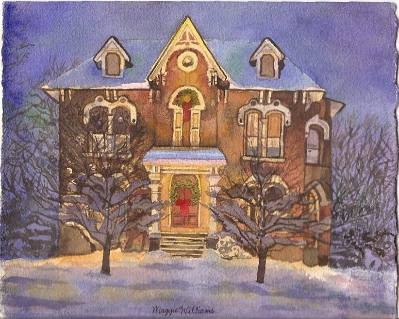 Frosted Christmas House is one of Williams newest watercolor paintings.