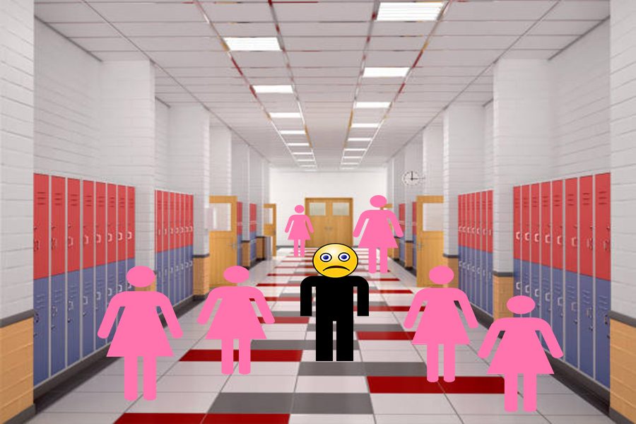 lockers in the high school hallway